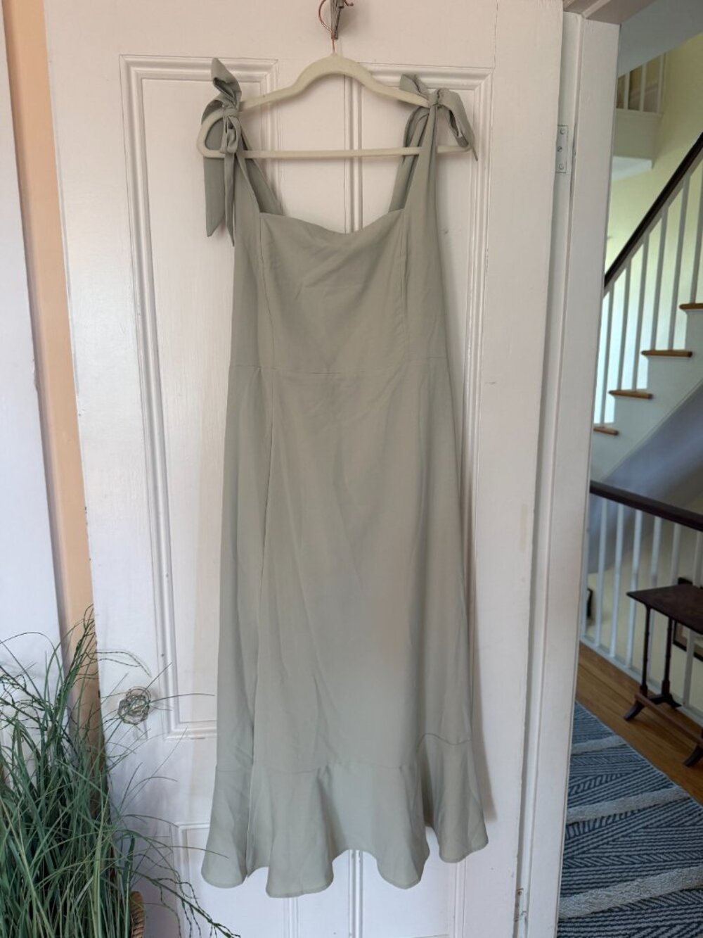 Sage Tie Shoulder Midi Dress